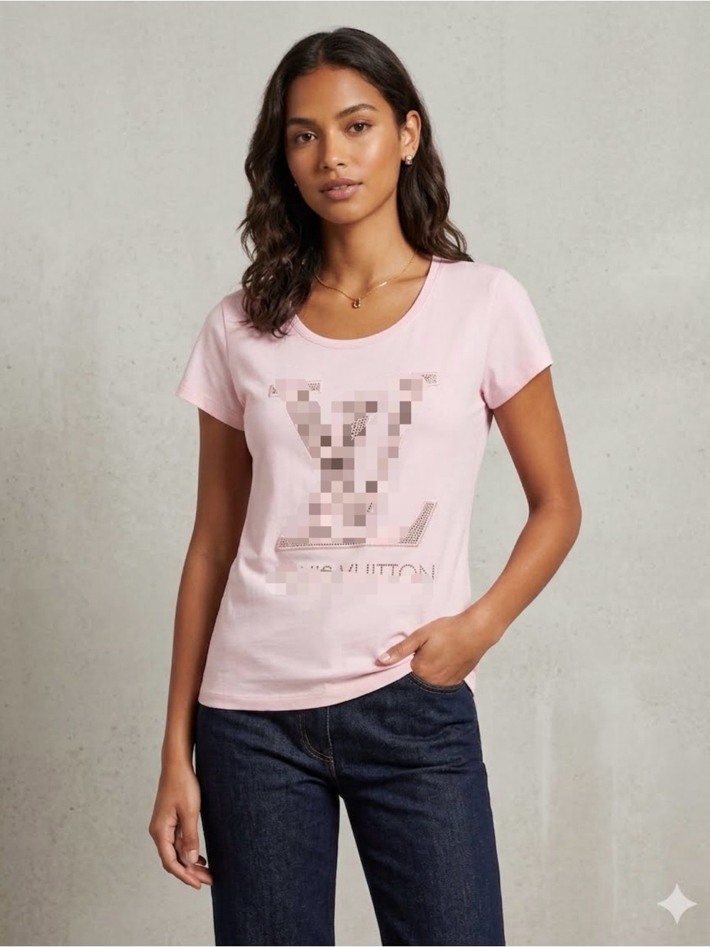 Light Pink Logo Short-Sleeve Tee for Women